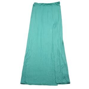 Propose Style Skirt Womens L Green Solid Stretchable Waist Slit Maxi Skirt